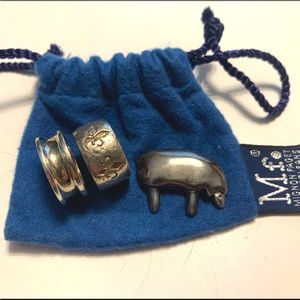 Mignon Faget set of 2 rings and a black sheep pendant.